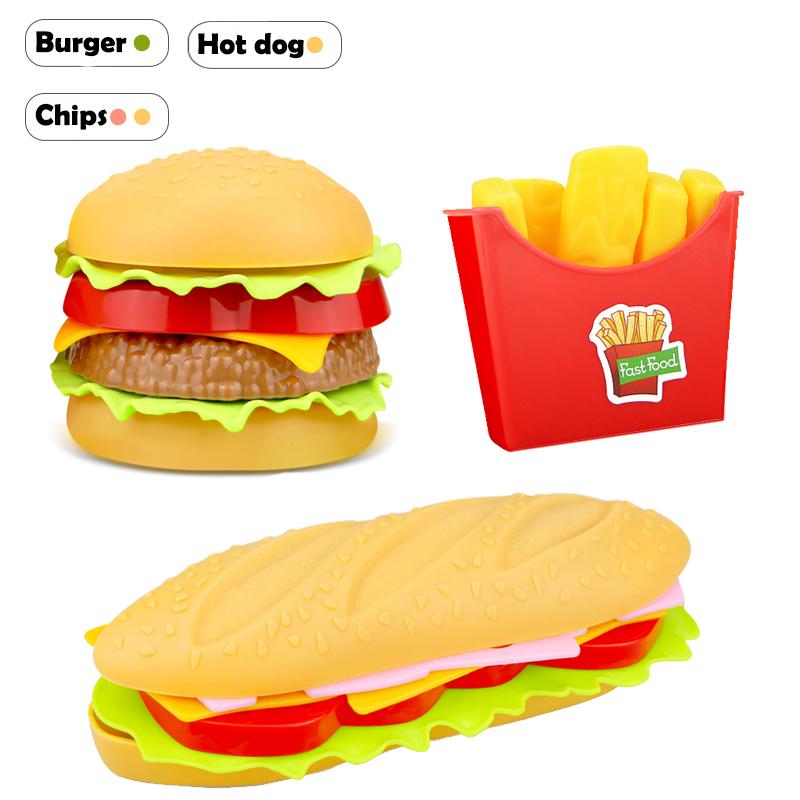 

Детская имитация кухни, игрушки с едой, игра в понарошку, гамбургер, хот-дог, картофель фри, кулинарная игрушка, игровой домик, развивающие игрушки для детей