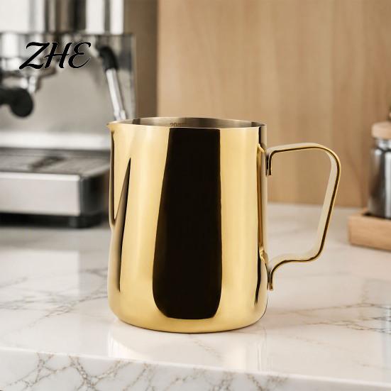 Precision Pouring Spout Frothing Cup Stainless Steel Milk Pitcher, Professional Latte Art with Fancy Coffee Making Instrument Measurement Scale,