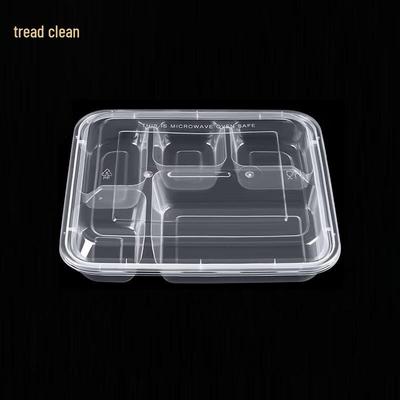 Disposable Rectangular 5-Compartment Meal Containers