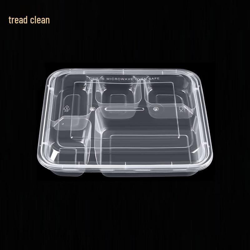 Disposable Rectangular 5-Compartment Meal Containers