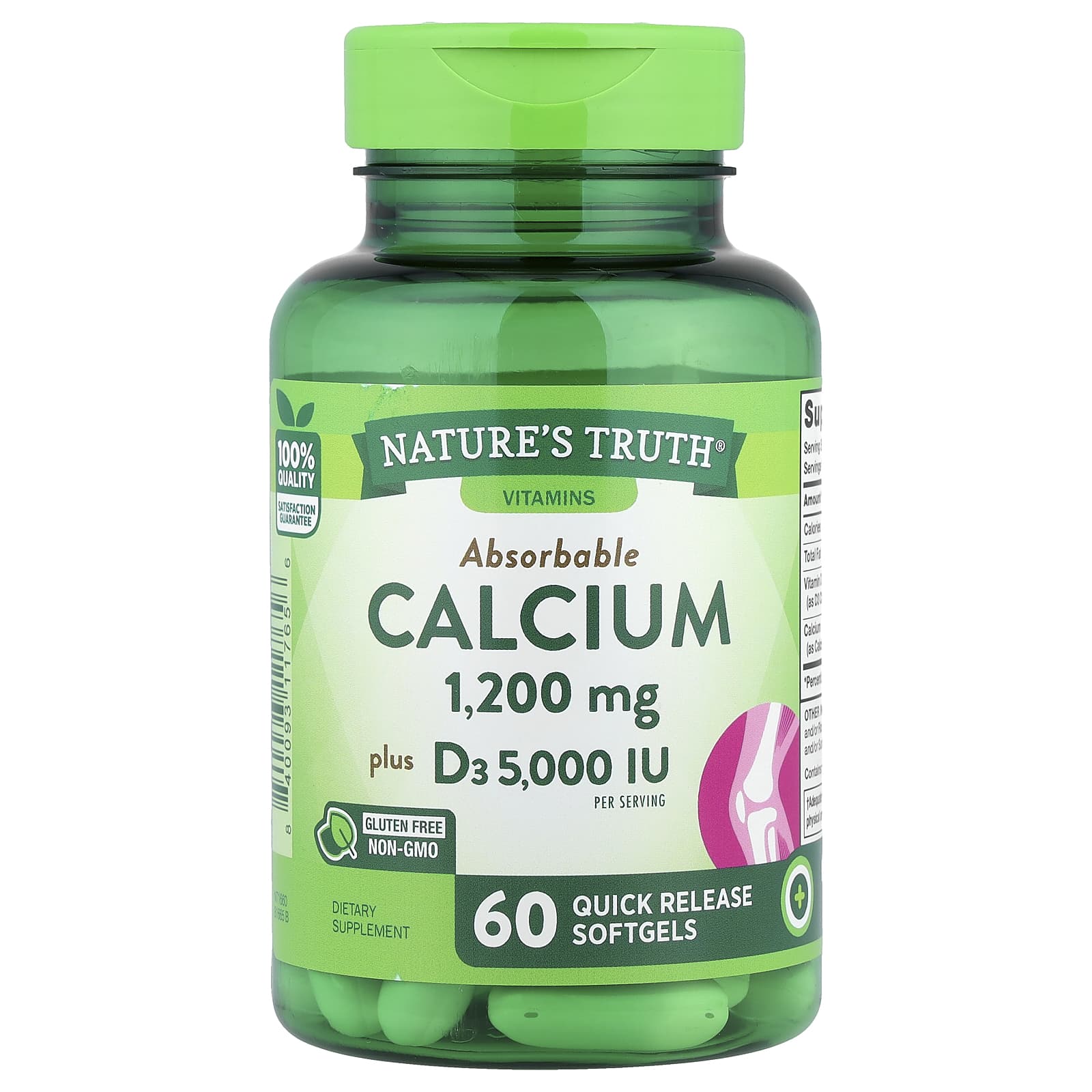 

Nature s Truth, Absorbable Calcium Plus D3, 60 Rapid-Release Softgels
