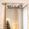 Christmas Mirror Decals for Bathroom Static Glass Sticker Mirror, Decorative PVC Window Decal with Holly Reusable Holiday Accents And Santa
