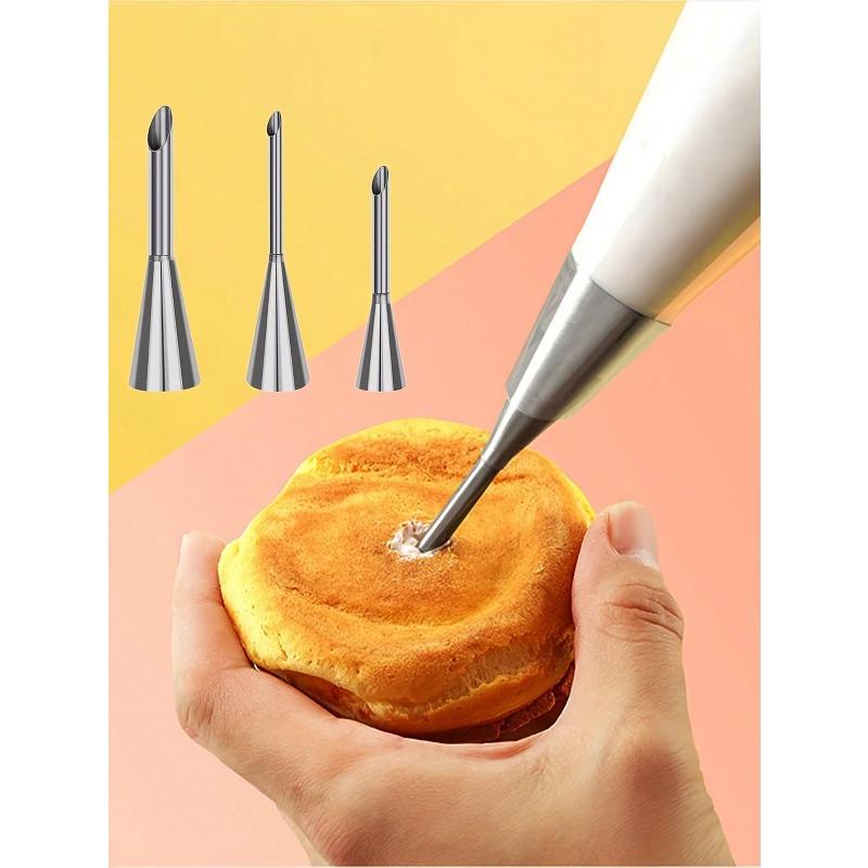 

Cream Icing Piping Nozzle Tips, Professional Stainless Steel Long Cream Puff Nozzle Decor Small Pastry Icing Piping Decorating Tools, Baking Supplies Small Cake Puff Mouth
