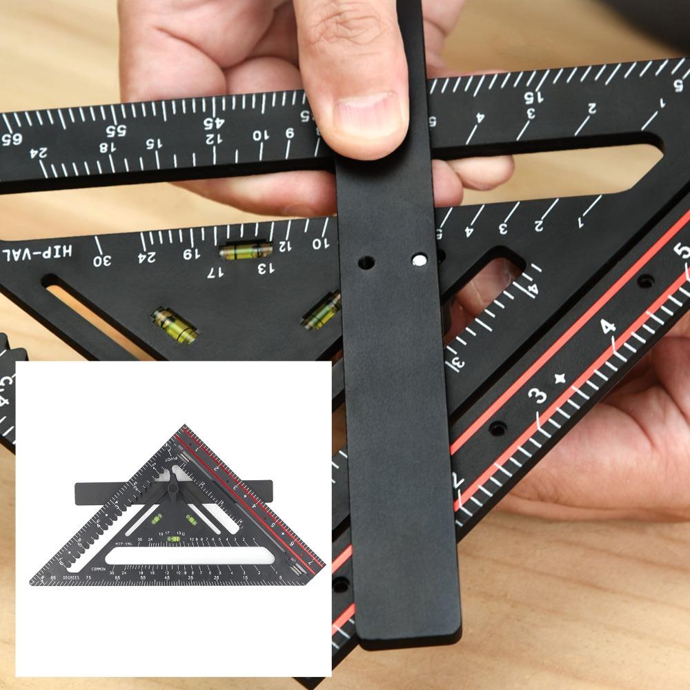 Plastic Material Folding Square Multipurpose Design 7-inch Size Triangle Ruler Black 90 Degree Woodworking Square