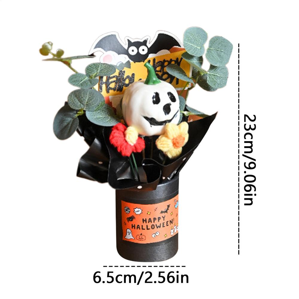 Halloween Künstlicher Kürbisstrauß Kunstblume mit Eukalyptusblättern Mini-Sträuße Partygeschenke Kunstblumendekoration
