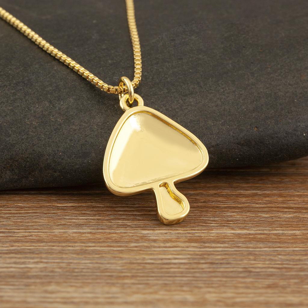 Nidin Cute Colorful Enamel Spotted Mushroom Pendant Cartoon Red/Pink Charm Necklaces For Women Girls Friendship Jewelry Gifts