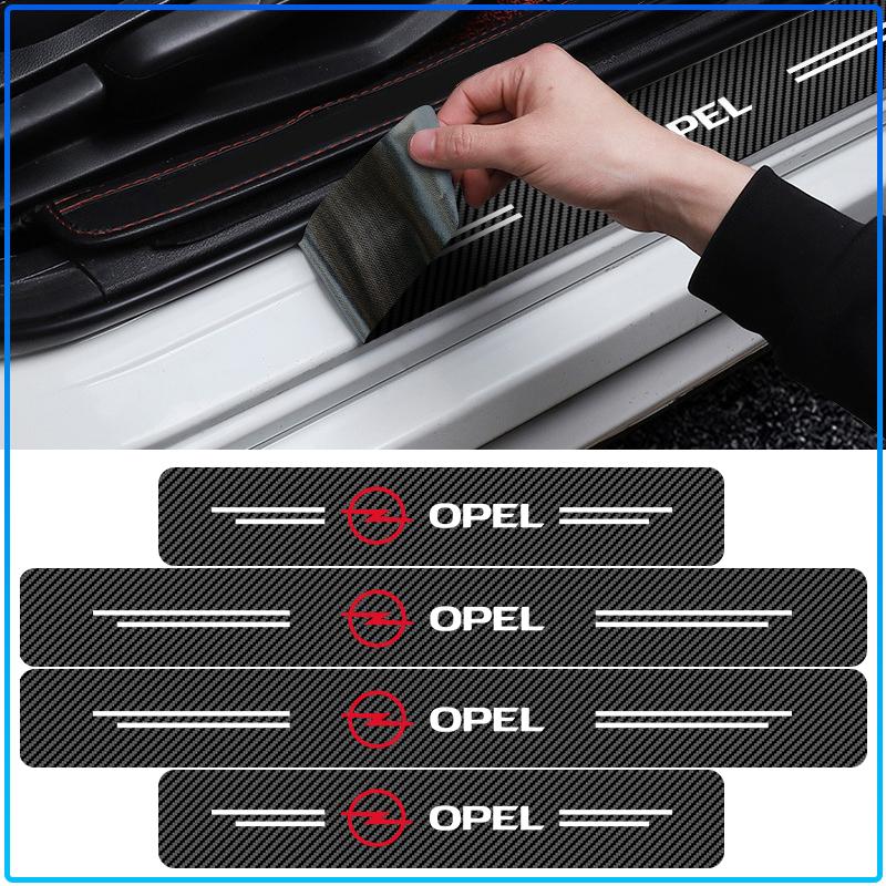 4Pcs Carbon Fiber Car Door Sill Protector Threshold Stickers For Opel Crosa D Astra H Insignia Astra J Zafira B Mokkaastra Vivaro Astra G