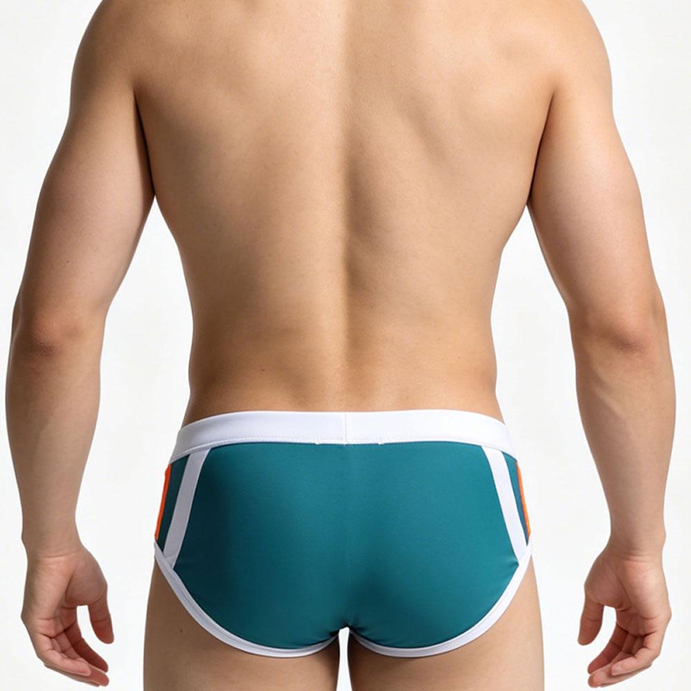 Heren Laag Uitgesneden Zwembroek Nylon Mesh Paneel Sneldrogend Elastische Contour Zakje Sexy Kleurblok Zwemkleding Voor Mannen