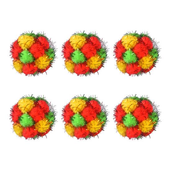 Christmas Cat Toy Balls Sparkly Pompoms with Soundings Particles 4.5cm Crinkle And Jingle Toys for Kittens Interactive Chasing Hunting Plush Balls