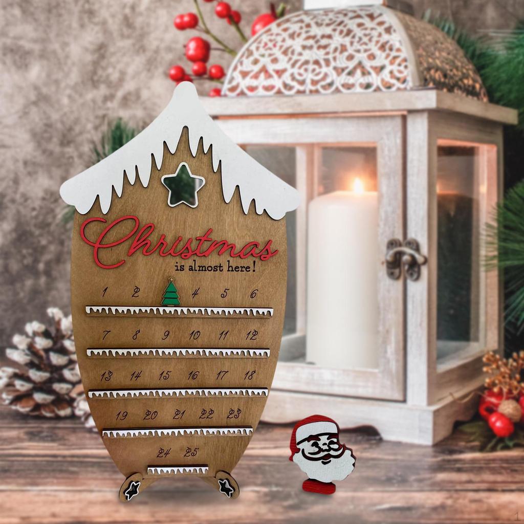 Calendar for Christmas, Christmas Wooden Wood Advent Decor Indoor Living Room