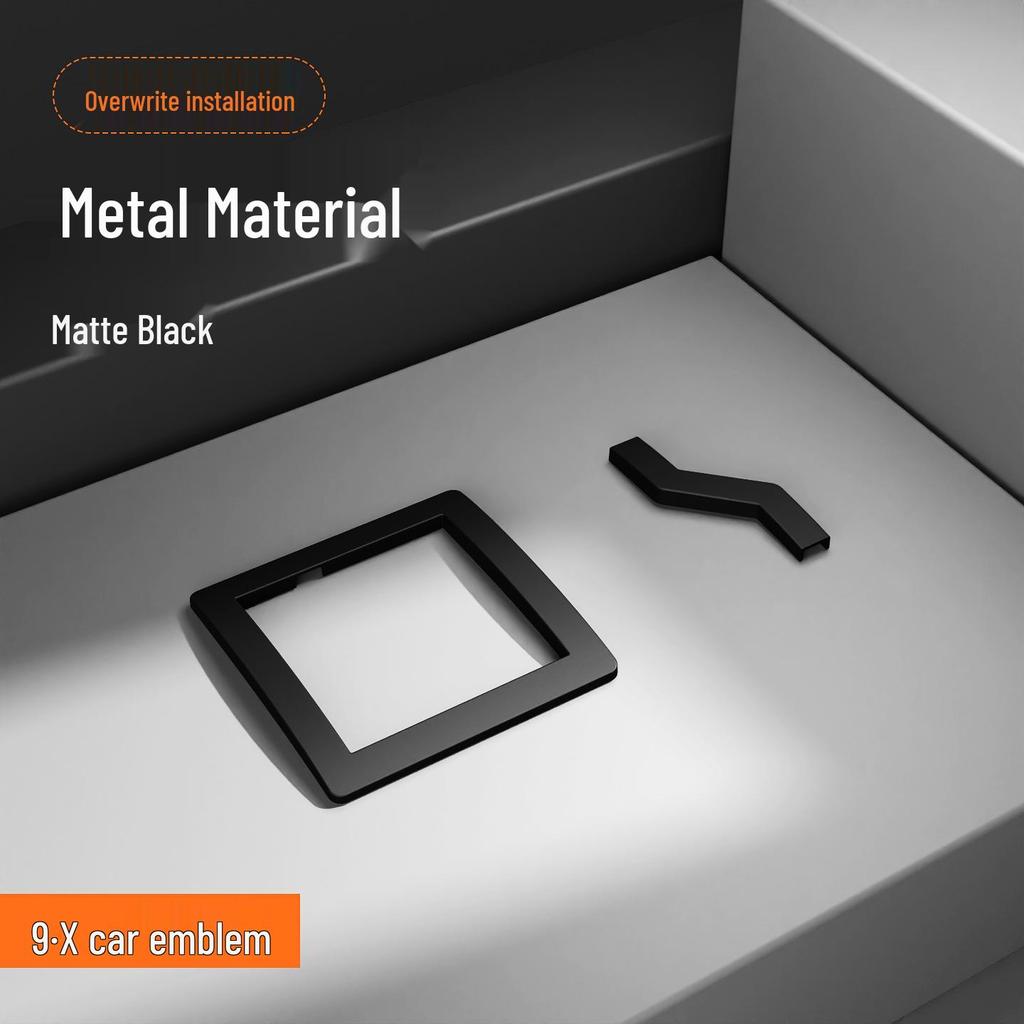 Black Decorative Covers for Zeekr 9X Car Logos - Front & Rear Metal Protection Accessories