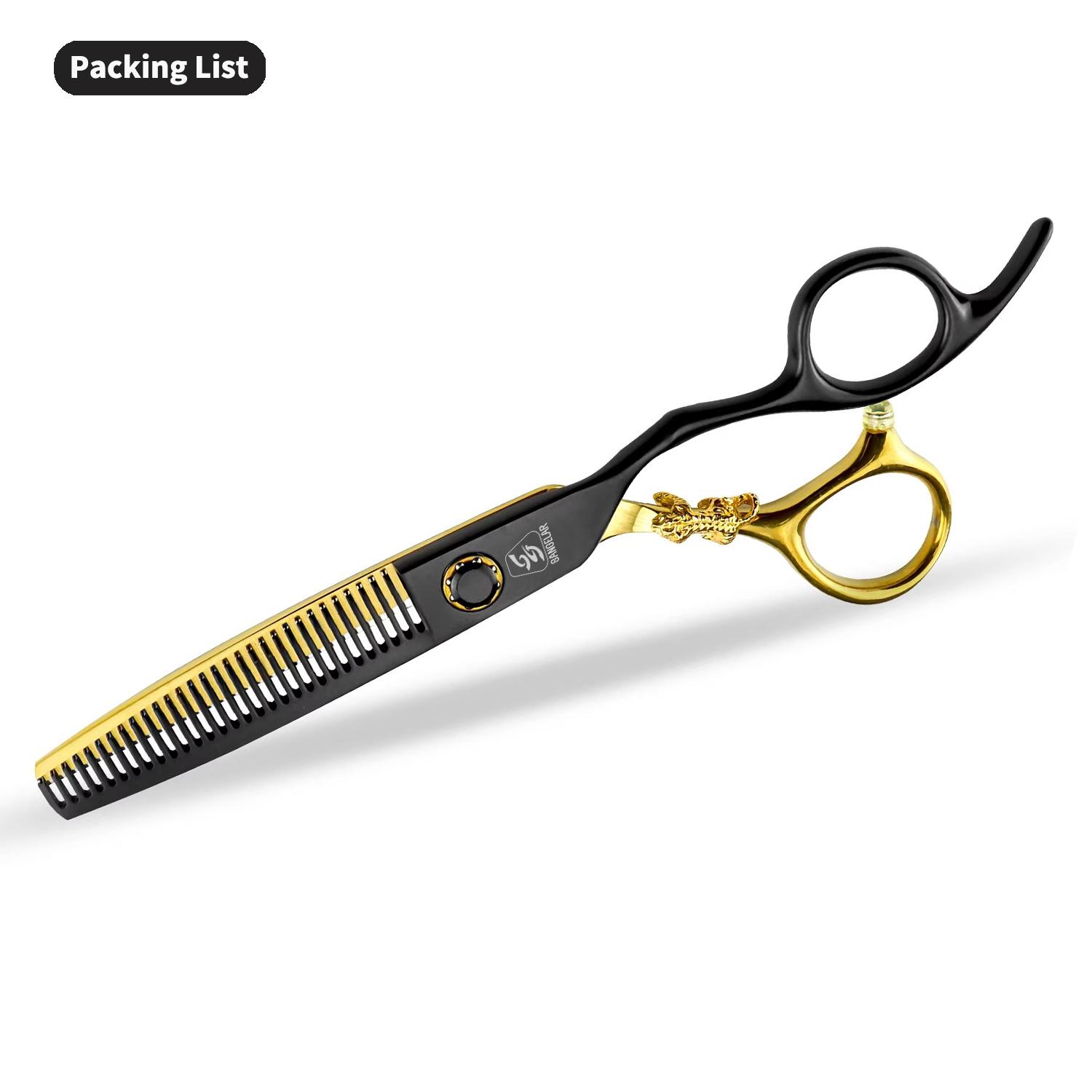 Sangelar 6-дюймовые ножницы для волос, черное золото, высший класс, профессиональные парикмахерские ножницы для стрижки, филировочные ножницы 6 Thinning чёрный/золотой