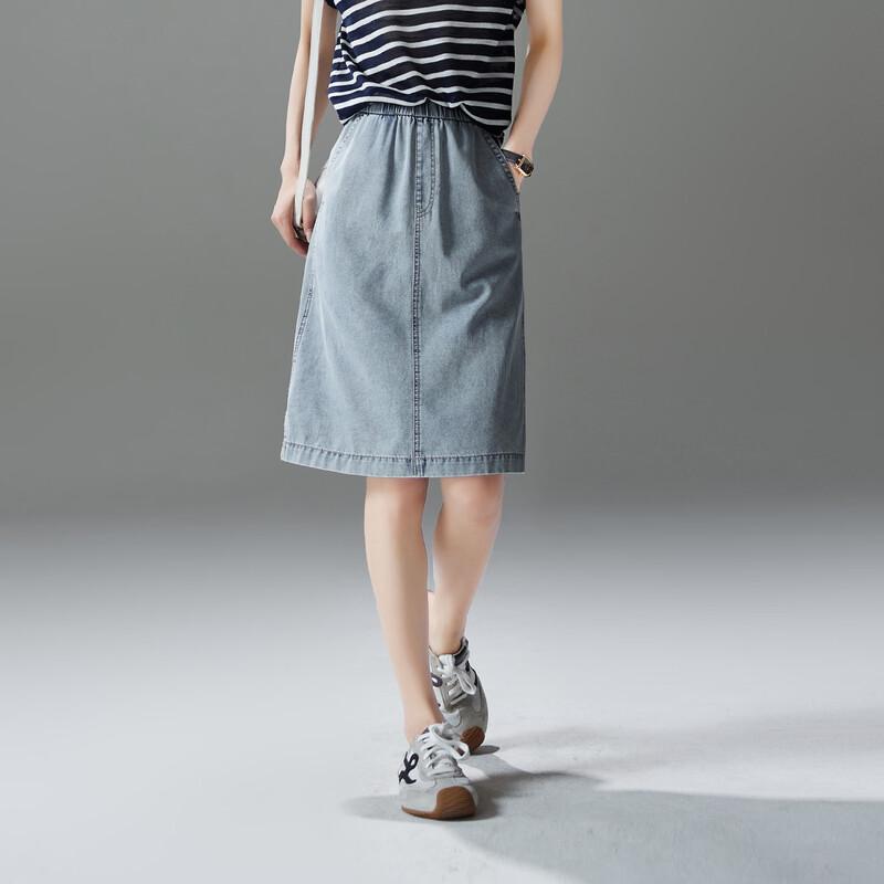 

SOFSIL 2026 Летняя Ретро Джинсовая Юбка Миди из Хлопкового Смесового Денима 27/M