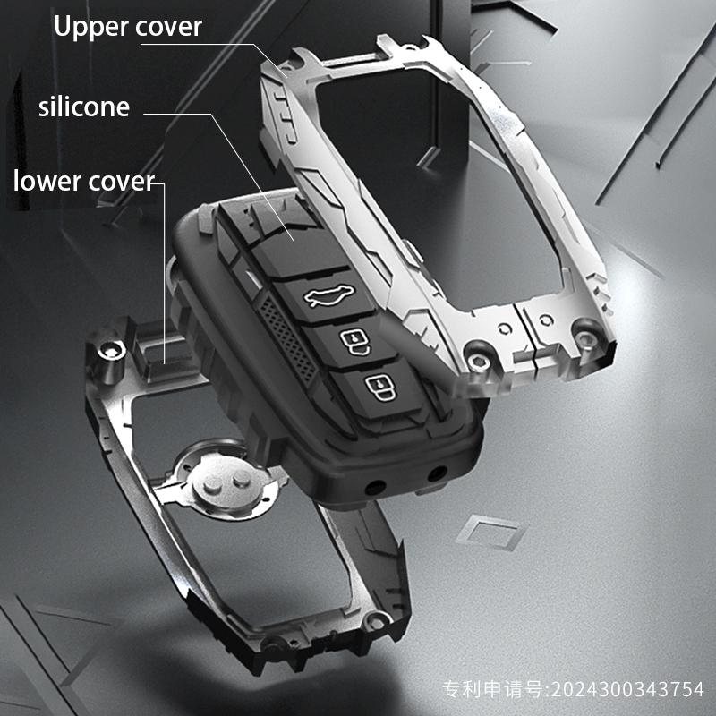 For Toyota Mark X Corolla RAV-4 Prado Carola 2 3 4 5Buttons Armor Design Galvanized Alloy Silicone Splicing Car Key Cover Case