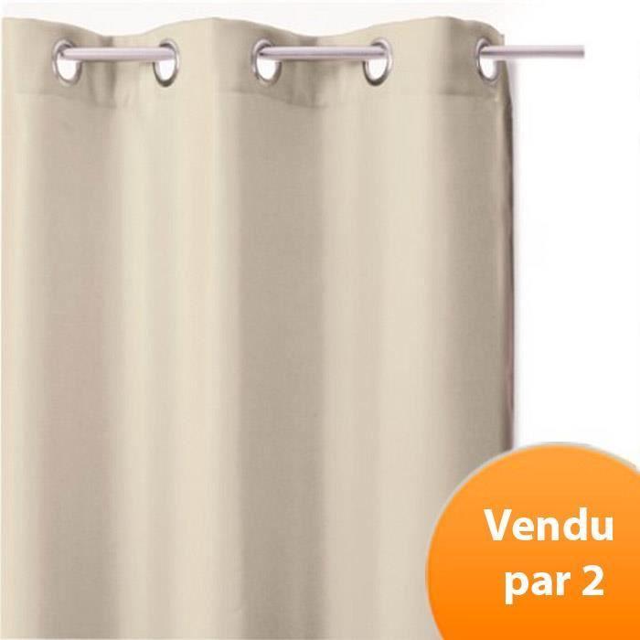 Rideaux Occultants - Lin - 135 x 240 cm - 100% Polyester - Œillets - Beige