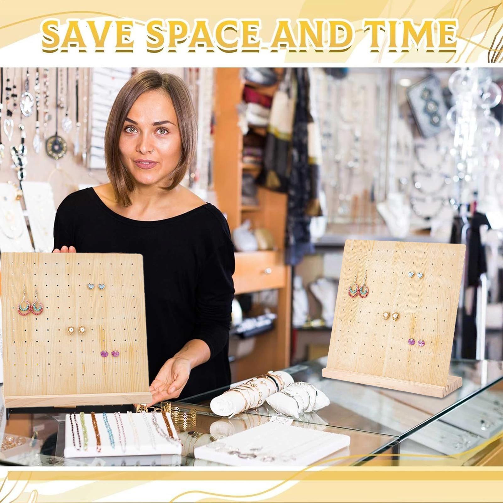 Peg Board Standing Display Wooden Pegboard Jewelry Storage Stand Portable Peg Board Organizer Rack For Keychain Necklace Craft China Mainland