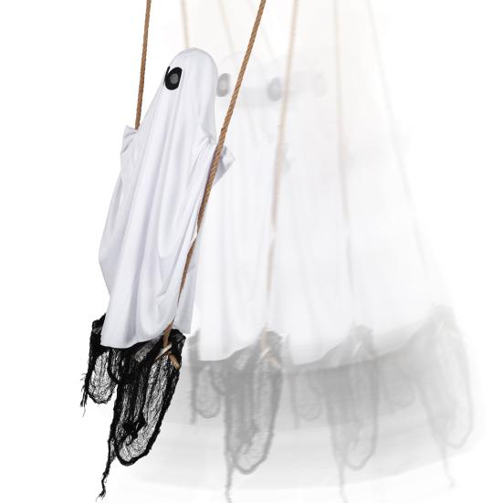 Halloween Ghost on A Swing Outdoor Decoration 63" Large Swinging Ghost Decor for Party Haunted House Outside Lawn Yard Decor