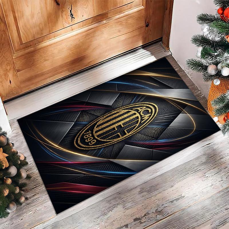 Tappeto in Flanella Stampato AC Milan Antiscivolo Morbido Poliestere Tappeto per Pavimento Tappetino Decorativo da Interno per Camera da Letto Soggiorno Divano Sala Giochi Decorazione Casa