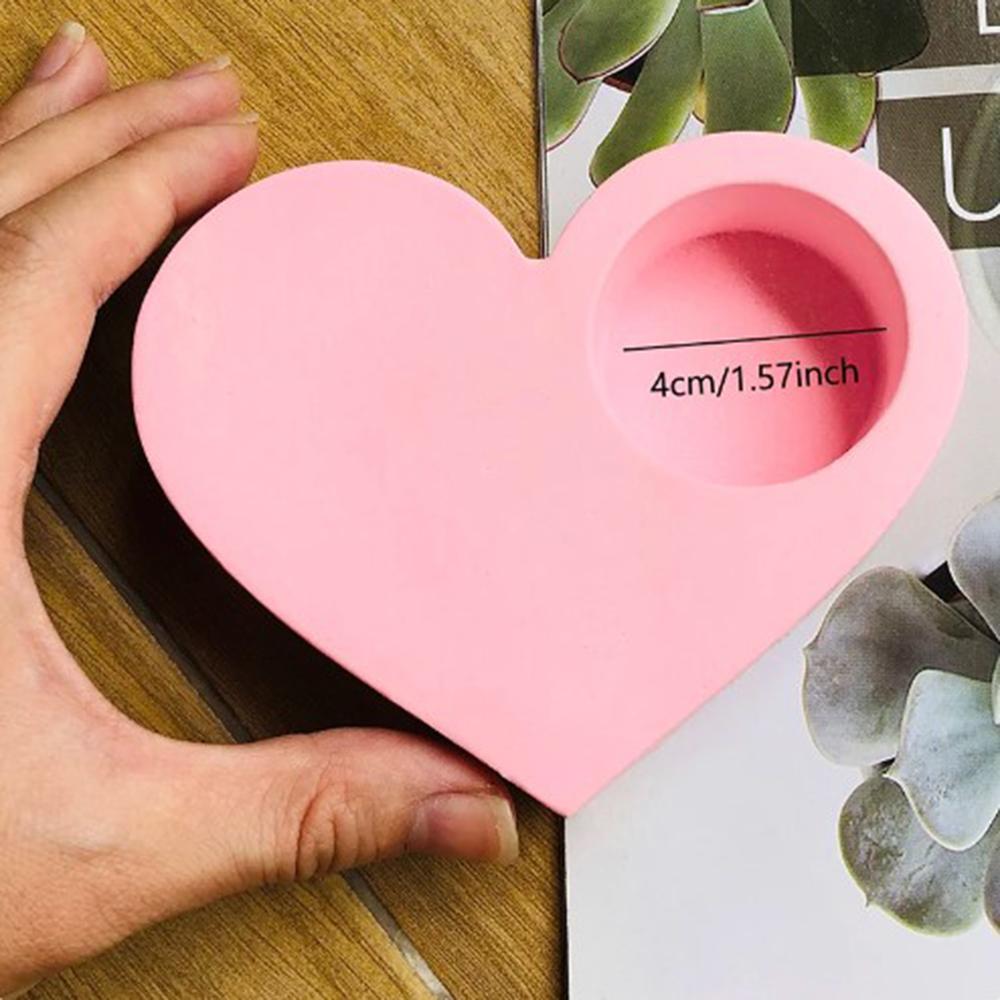 Heart Shape Candlestick Plaster Silicone Mold Candle Holder Concrete Cement Mold Diy Handmade Resin Craft Mould Home Decoration
