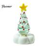 Crystal Holiday Decor Handmade Glass Christmas Tree Ornament with Star Top And Colorful Bead Details, Decorative Tabletop Trees Desktop Rotating