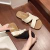 Cross-strapped Slippers Women's Summer Wear New Retro Style Casual Flat-bottomed Beach Non-slip Sandals