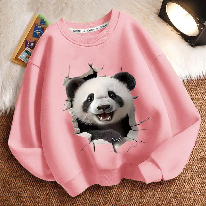 Niedliche Panda-Hoodies für Kinder, lässige langärmlige Rundhals-Hoodies für Jungen und Mädchen im Herbst und Winter