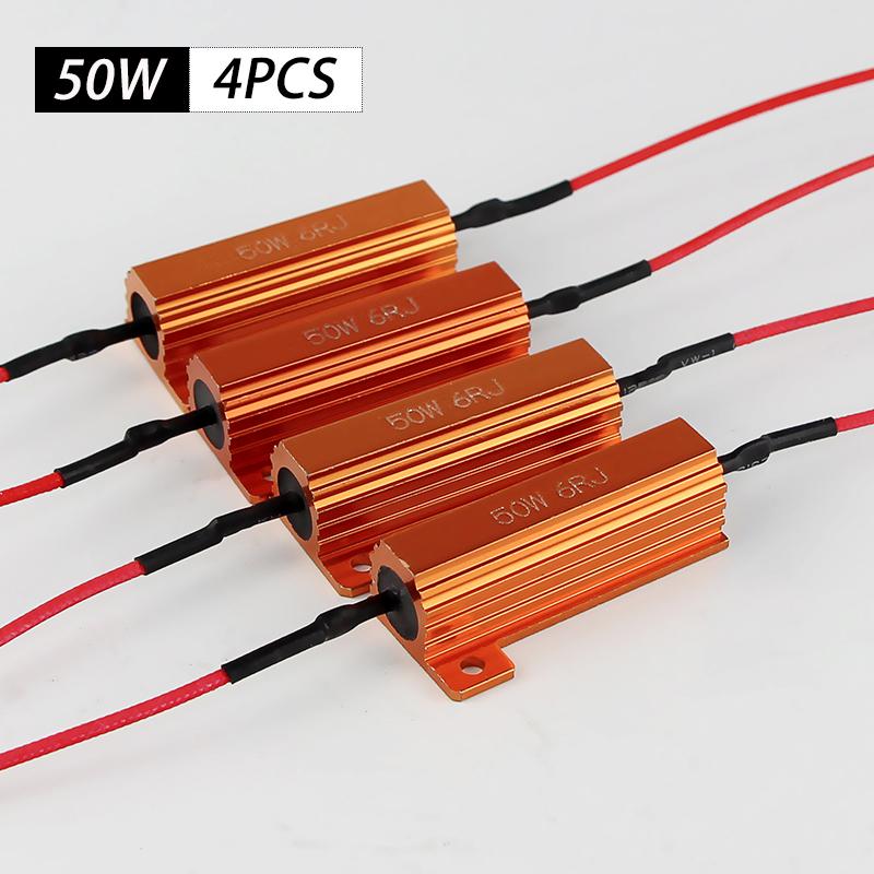 2PCS/4PCS 6ohm 50W Load Resistor Canbus For LED Bulb Reverse Light Turn Signal Lamp Brake Light Headlight Anti-Flashing Decoder