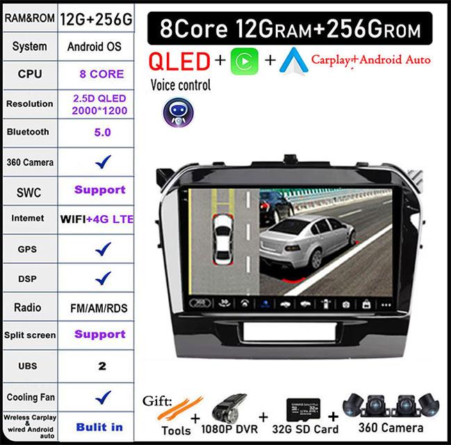 For Suzuki Vitara 4 2014 - 2018 Android 14 4G WIFI DSP CarPlay Autoradio Car Radio Multimidia Video Player Navigation GPS