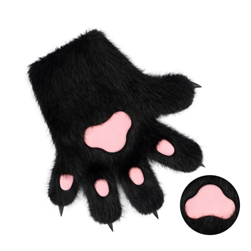 Guanti Gatti Anime Pelo Peluche Zampe di Bestia Guanti per Ragazza Adulto Costume Festa di Halloween Accessori per le Mani Cosplay