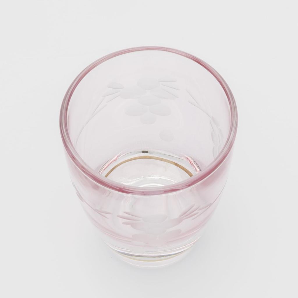 Otsuka Glass "Colorful Poem" Shot Glass, Double, for Cold Sake, Approx. 50ml, Natsume-style Flower Kiriko, Pink, Made In Japan, G-1-15-1PK-1P