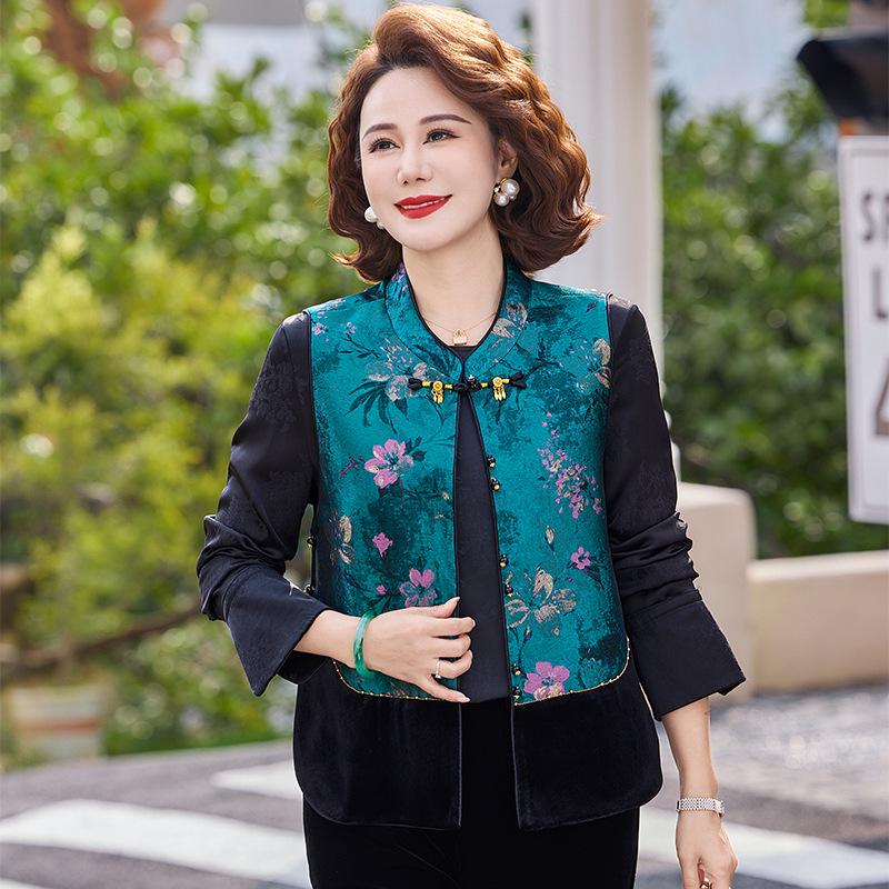 

Stylish Spring/Autumn Tang Suit Vest for Middle-Aged Women - Mother s Day Gift XL (Recommended 45-55 kg)