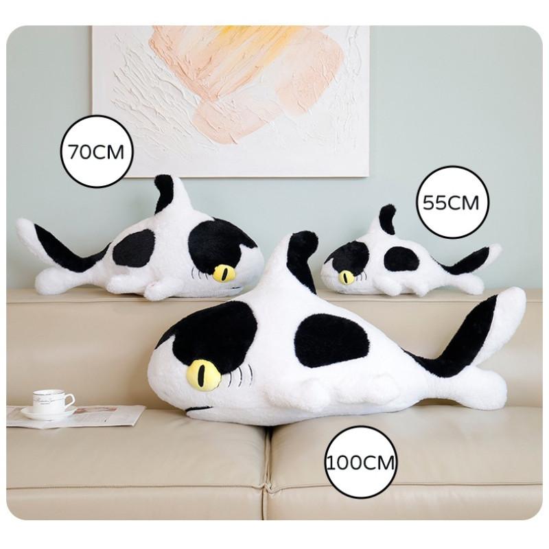 Stuffed Shark Cow Toy Short Plush Doll Long Strip Pillow Accompanying Children