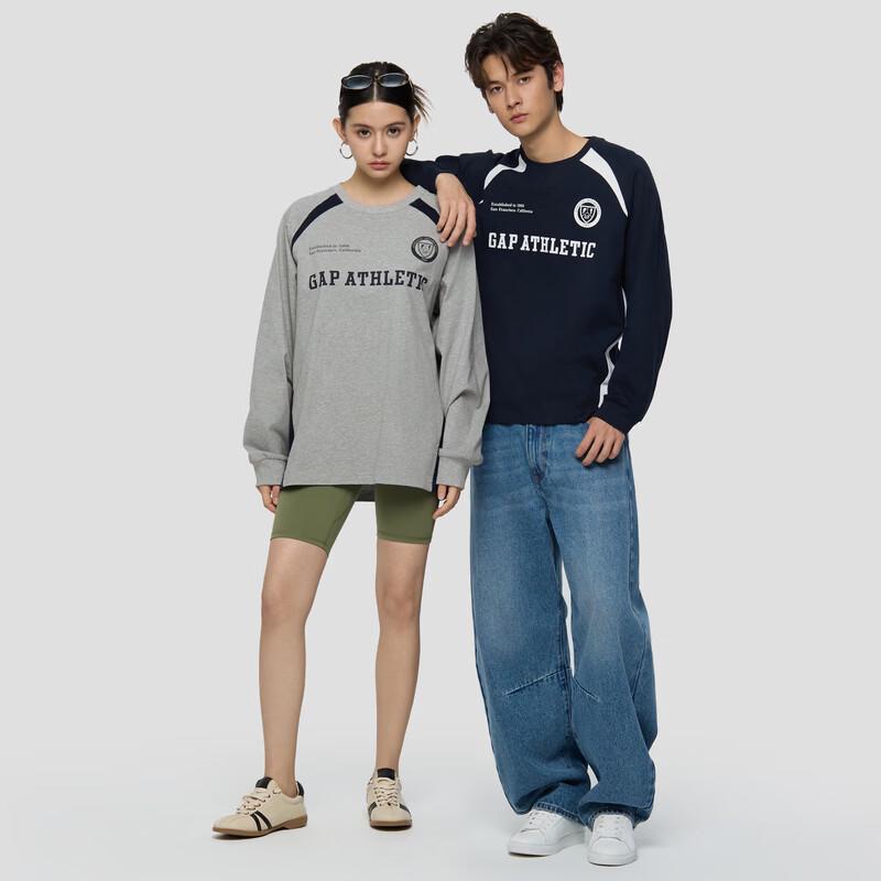 GAP Unisex 2026 Spring Logo Cotton Crew Neck Long Sleeve T-Shirt