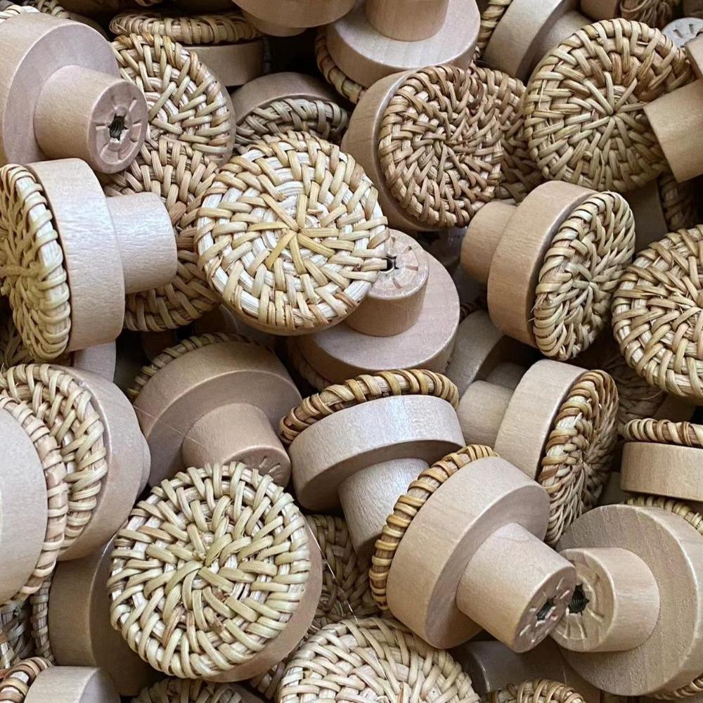 Skapdørhåndtak Trehåndtak Møbelbeslag Rundt Garderobehåndtak Hjem