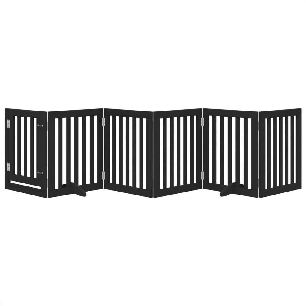 Vidaxl Foldable Dog Gate, With Door, 6 Panels, Black, 300 Cm