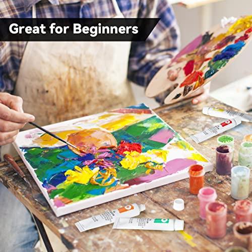 LIGHTWISH Oil Paints, Learning Oil Painting Set, 24 Colors x 12ml, Richly Pigmented Oil-Based Paints for Canvas Painting, Non-Toxic for Beginners, Stu