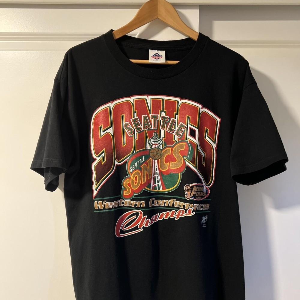 Vtg Seattle Supersonics 90s Logo Champs T shirt black tee Basketball Team Unisex T-Shirt XXXXL