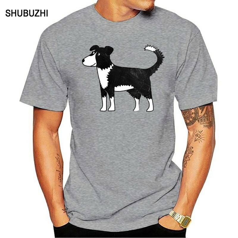 Men Short sleeve tshirt Border Collie Cartoon Dog Art   Collie   T Shirt Women tshirt