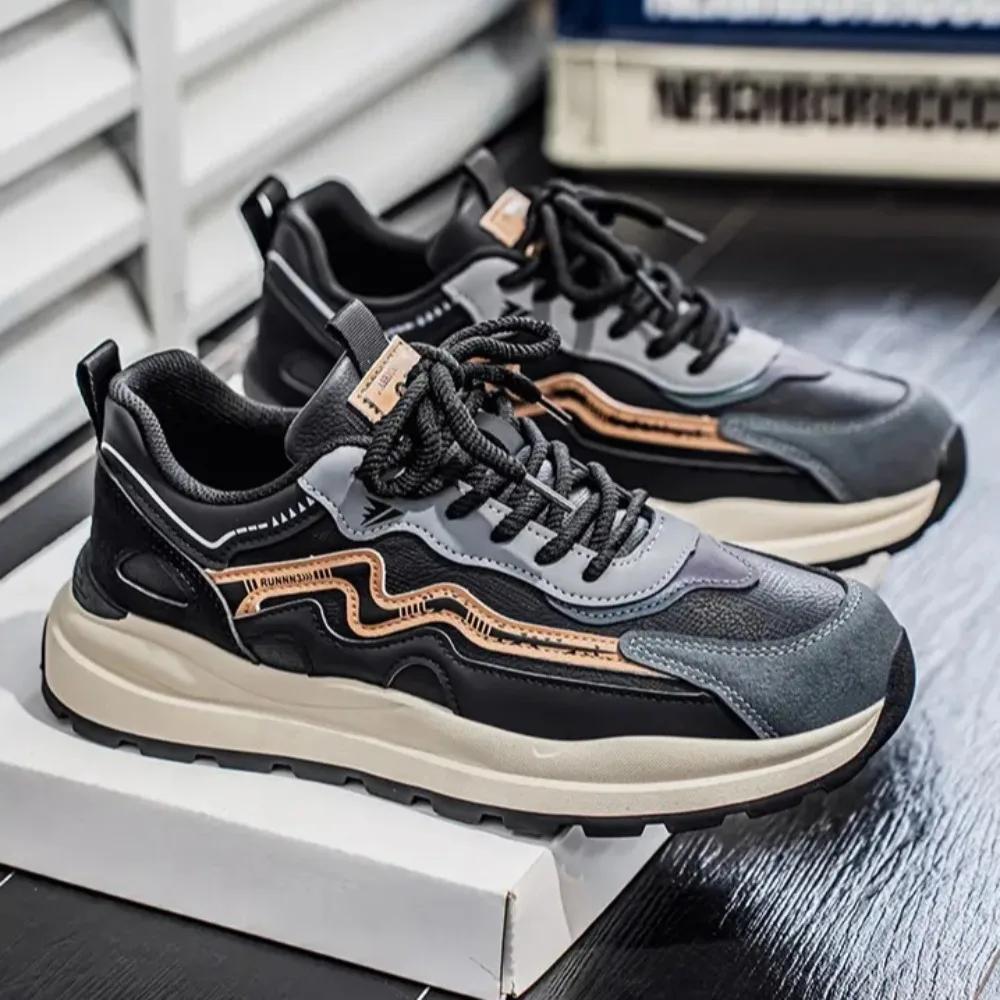 

Men s Casual Trendy Shoes Non-Slip Sports Shoes for Men Breathable Mesh Dad Shoes Versatile Mesh Running Shoes Wear-resistant 44 чёрный