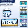 2 Pack Black License Plate Frames, Stainless Steel License Plate Cover, Matte License Plate Holder Car Accessories with Screw Caps (4 Holes)
