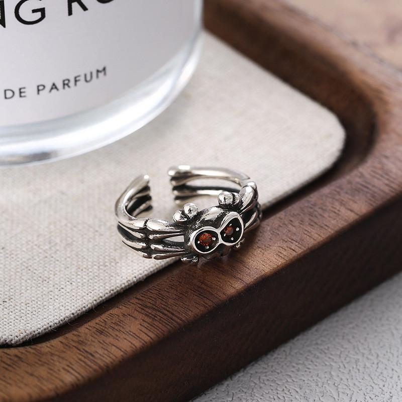 Unique Owl Ruby Zircon Ring Women Stylish Vintage Adjustable Copper Ring