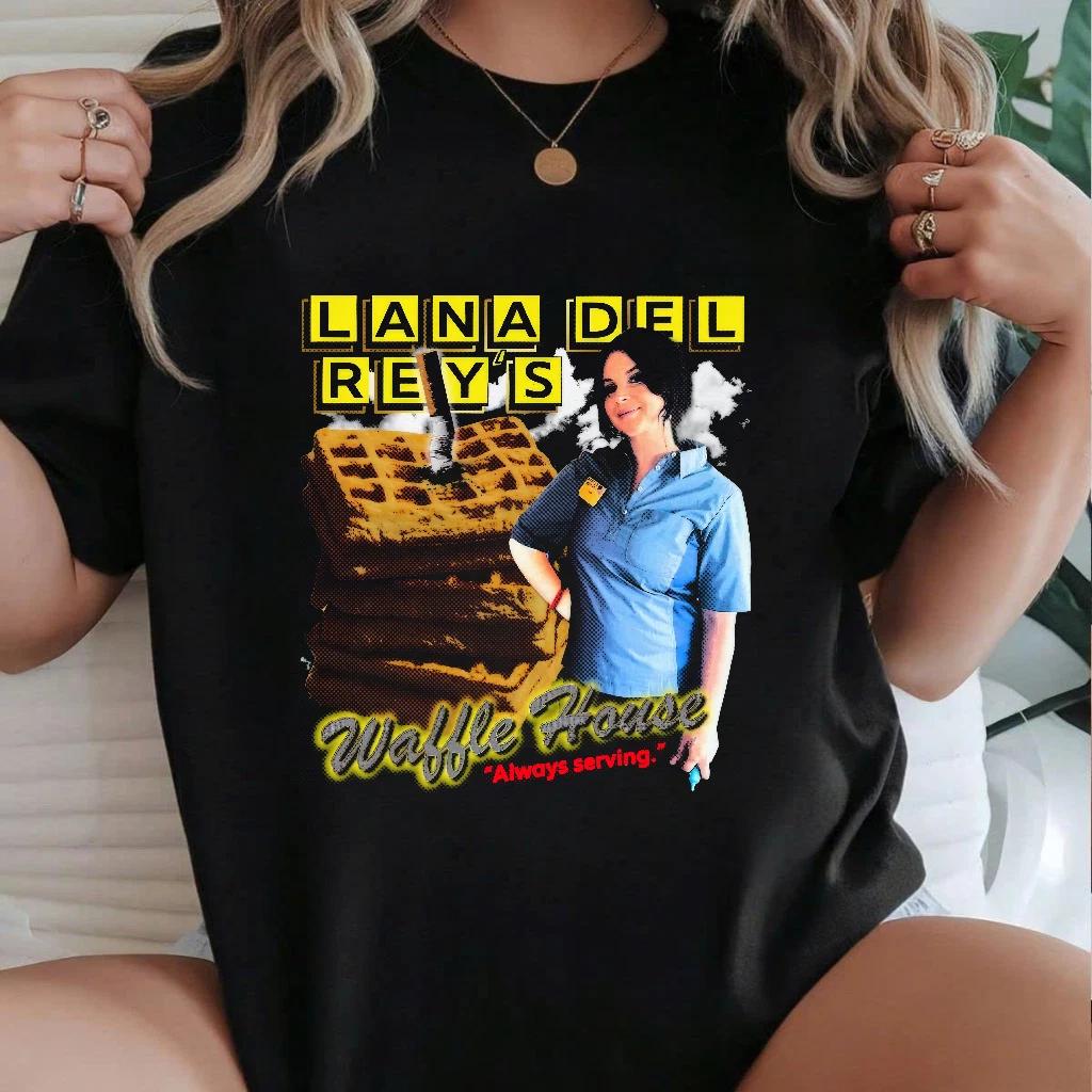 Футболка с мемом Lana Del Rey Waffle House, Забавная футболка для любителя музыки, Размер L S