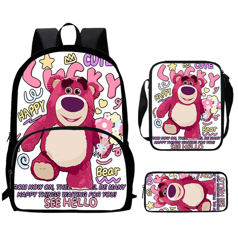 Strawberry Bear School Bag High Definition Printing Multi-Function Oxford Lightweight Backpack