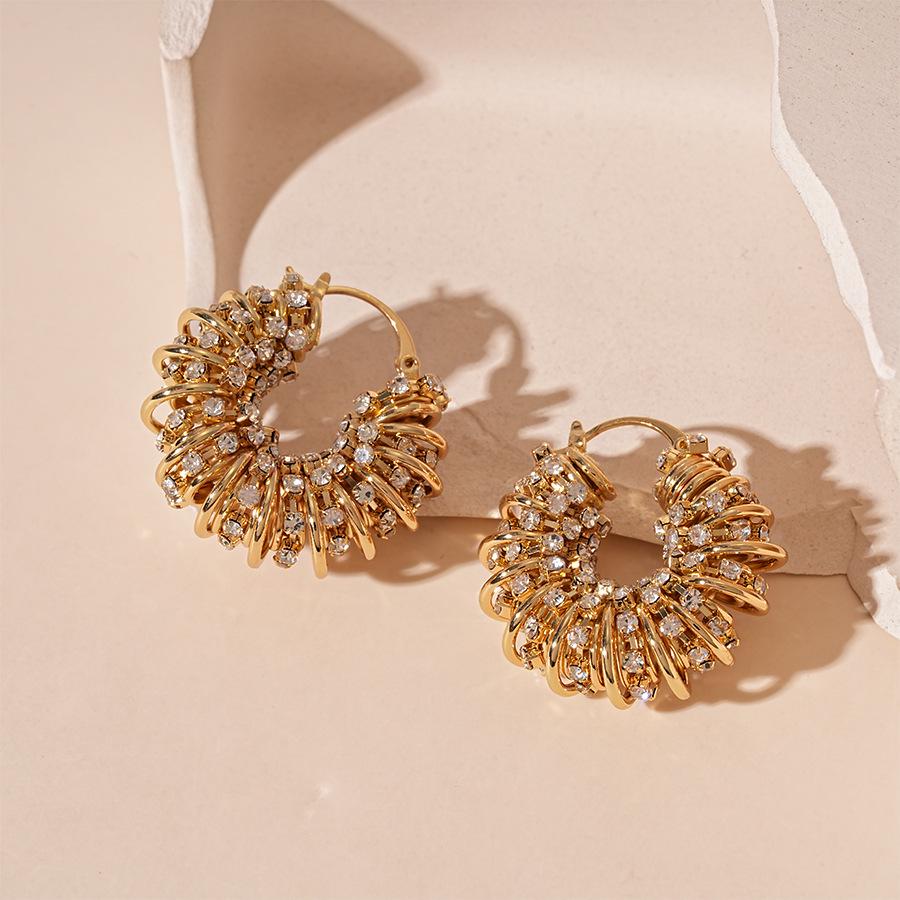 European-American Rhinestone Geometric U-Shaped Ear Cuff: Retro High-End Fashion Earrings for Women
