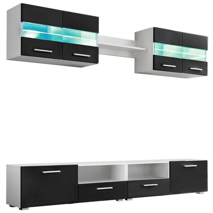 VidaXL Ensemble Mural pour TV avec Lumières LED 5 pcs, Armoire de Télévision avec Étagère, Meuble Télé de Salon Intérieur, 246028
