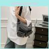 Street Style Denim Shoulder Bag With Multipocket Design For Outdoor Activities And Commuting