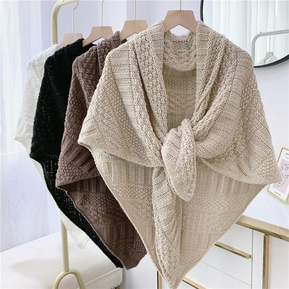 Shoulder Tops Triangle Knotted Shawl Wraps Knitted Travel Stoles Retro Cardigan Cape