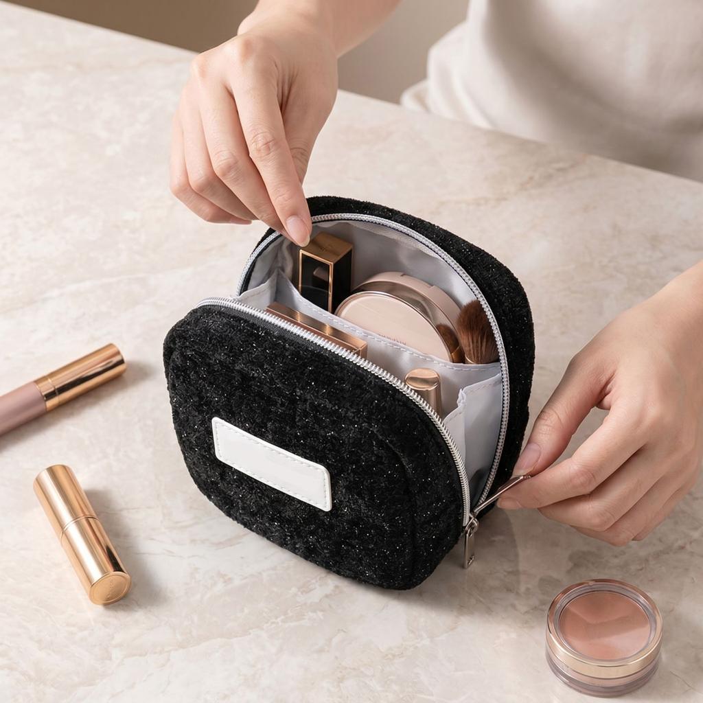 Tragbare Reise-Make-up-Tasche Kleine Kosmetiktasche Organizer Reißverschluss Aufbewahrungstasche für Toilettenartikel und Körperpflegezubehör