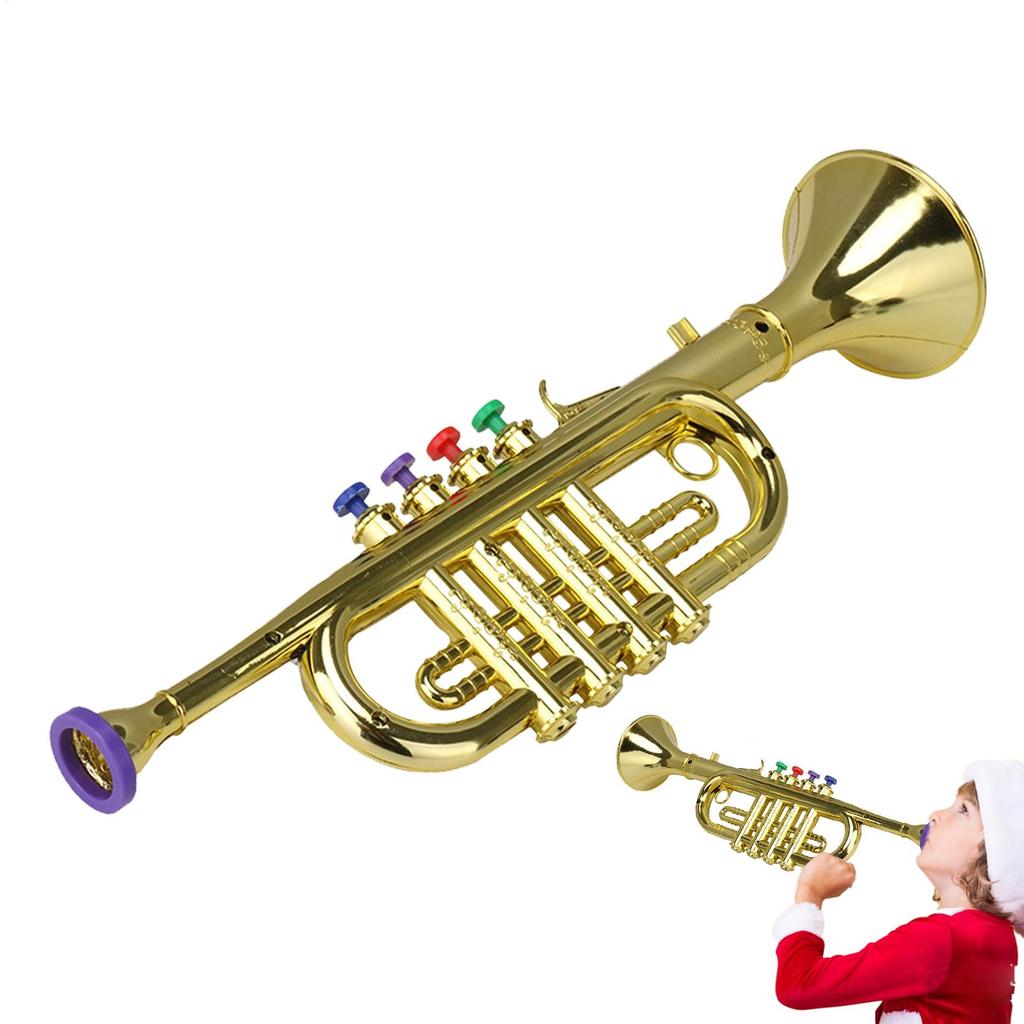 Kids Trumpet Children's Preschool Music Inspire Toys Horn Musical Instrument with 4 Color Keys Fun Music Toy for Children