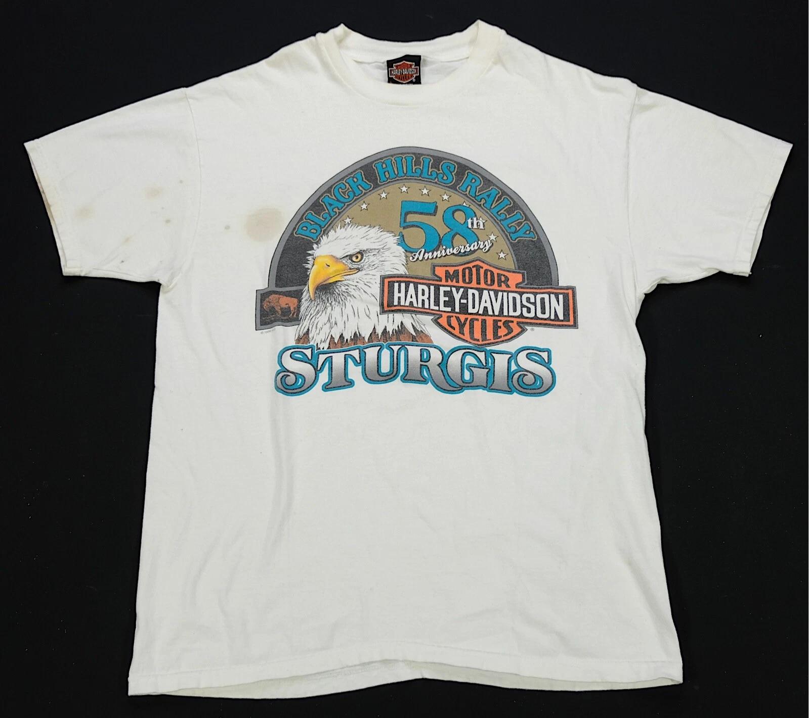 Rare VTG HARLEY DAVIDSON Black Hills Rally 58th Anniversary 1998 T Shirt 90s L 4XL
